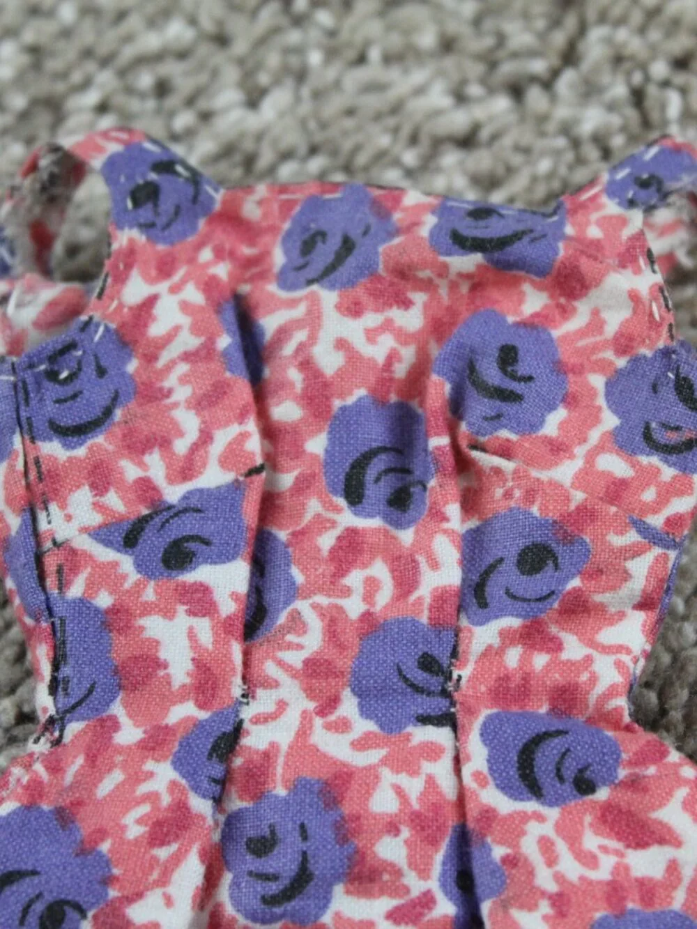 Cut and Sew Vintage 1960s Floral Dress For Barbie Doll Pink Purple Hanger Toys